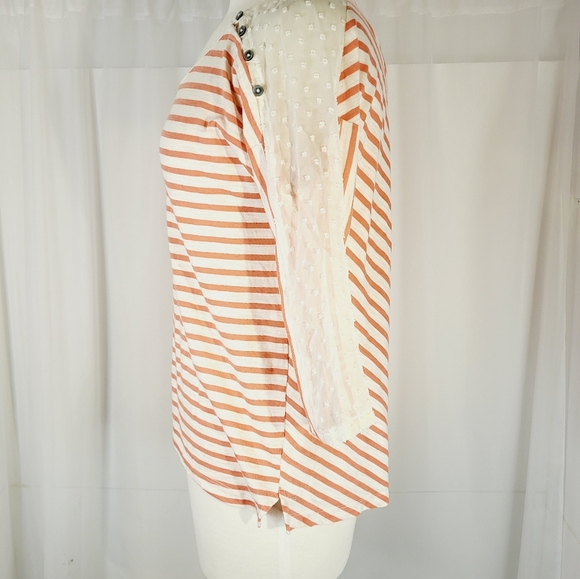 Anthropology Little Yellow Button Slub Knit Lace Top Small - Picture 4 of 9